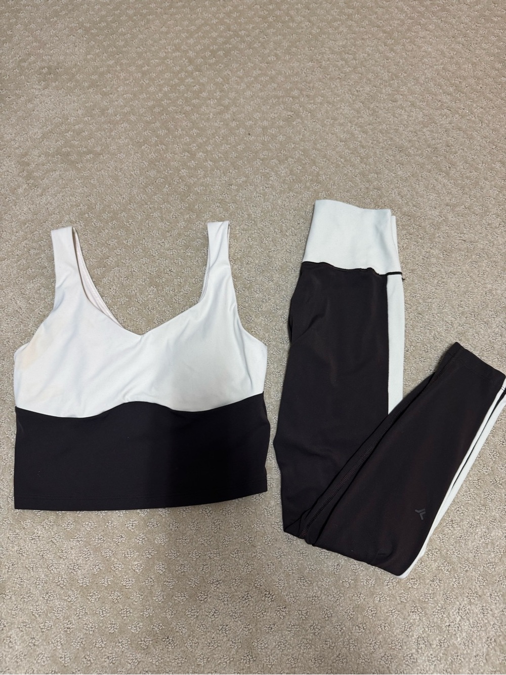 Women’s Two-Tone Brown and Cream Active Bralette & Legging Set